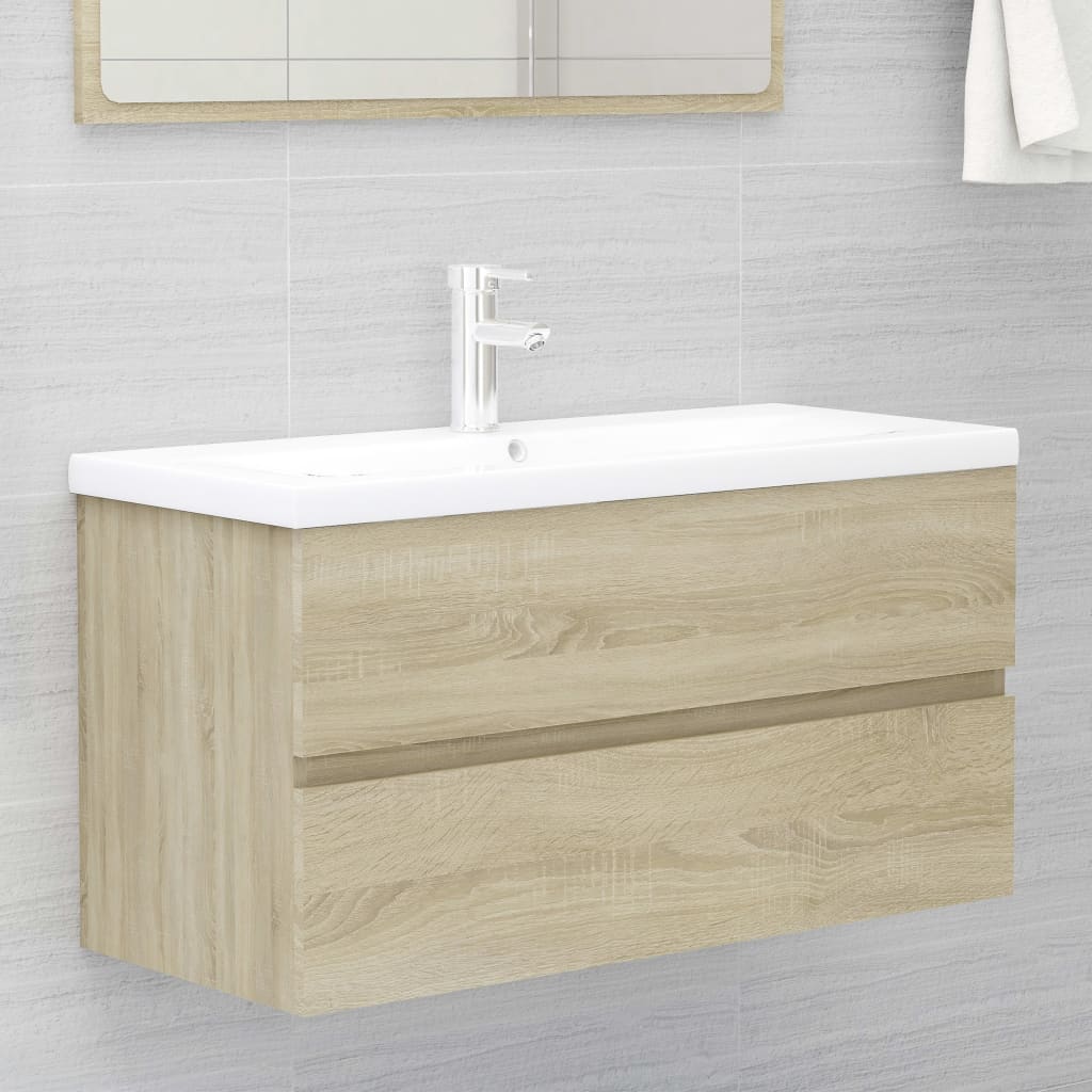 Mueble De Lavabo Madera Ingeniería Envejecida 90X38,5X45 Cm