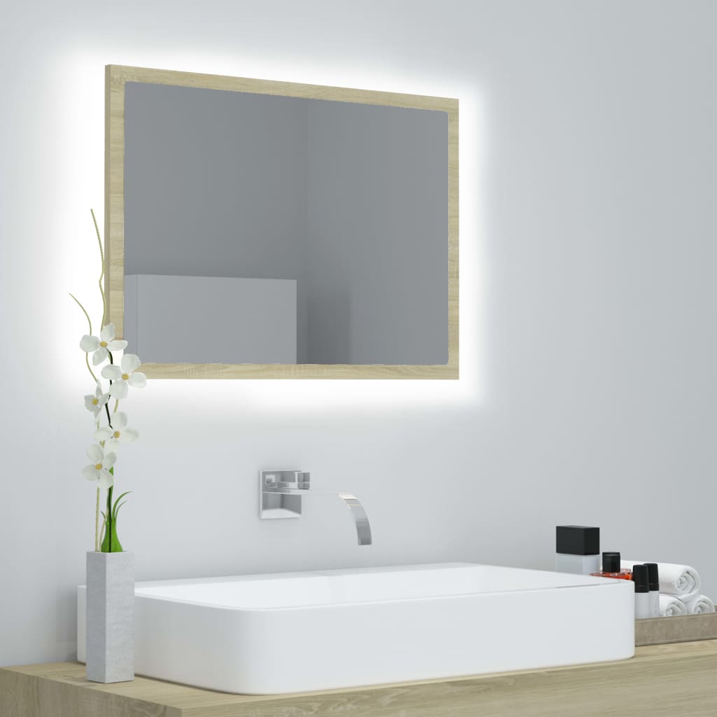 Espejo De Baño Led Madera Ingeniería 60X8,5X38 Cm