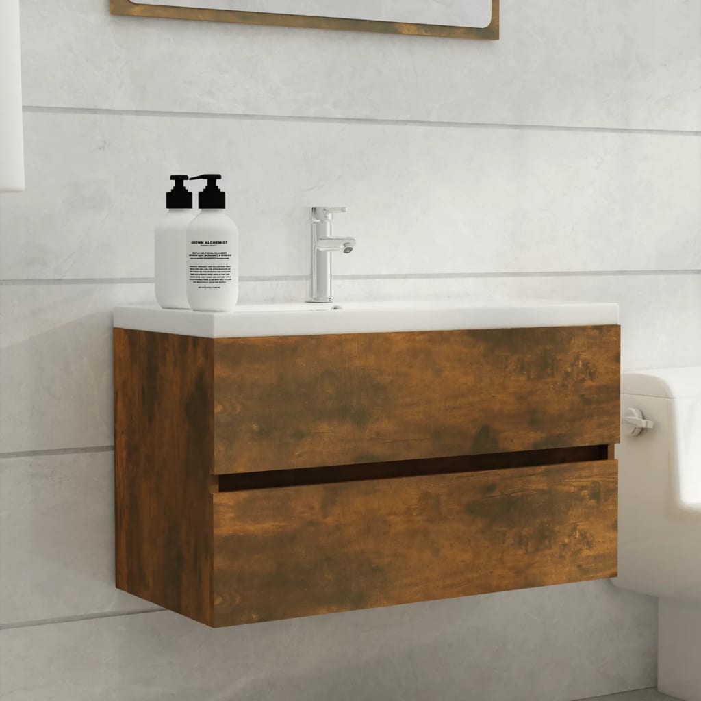 Mueble De Lavabo Madera Ingeniería Envejecida 90X38,5X45 Cm