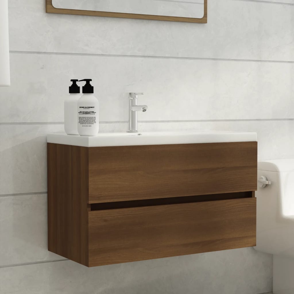 Mueble De Lavabo Madera Ingeniería Envejecida 90X38,5X45 Cm