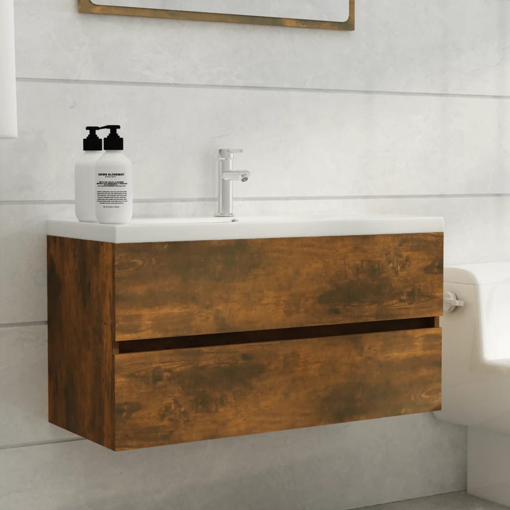 Mueble De Lavabo Madera Ingeniería Envejecida 90X38,5X45 Cm