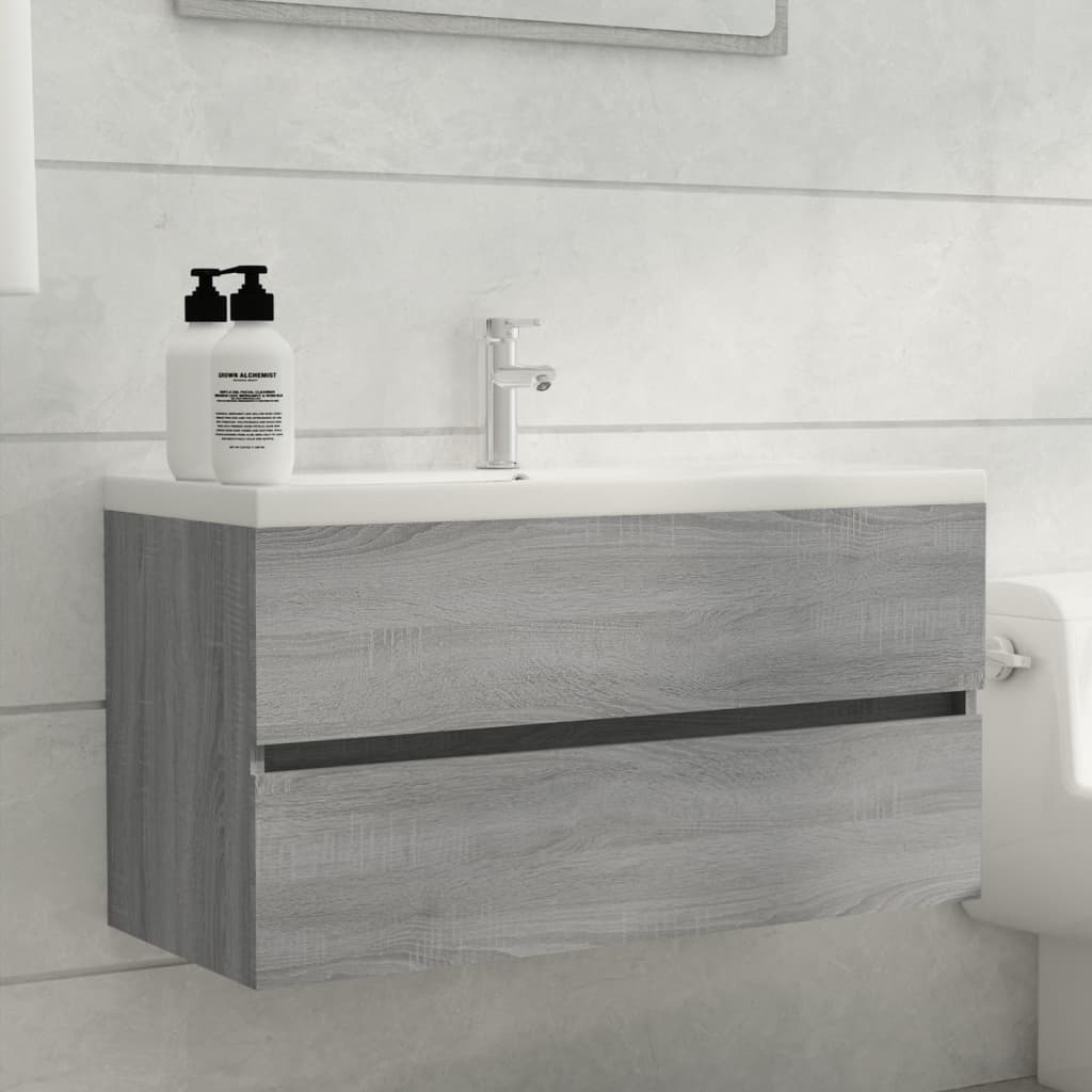 Mueble De Lavabo Madera Ingeniería Envejecida 90X38,5X45 Cm