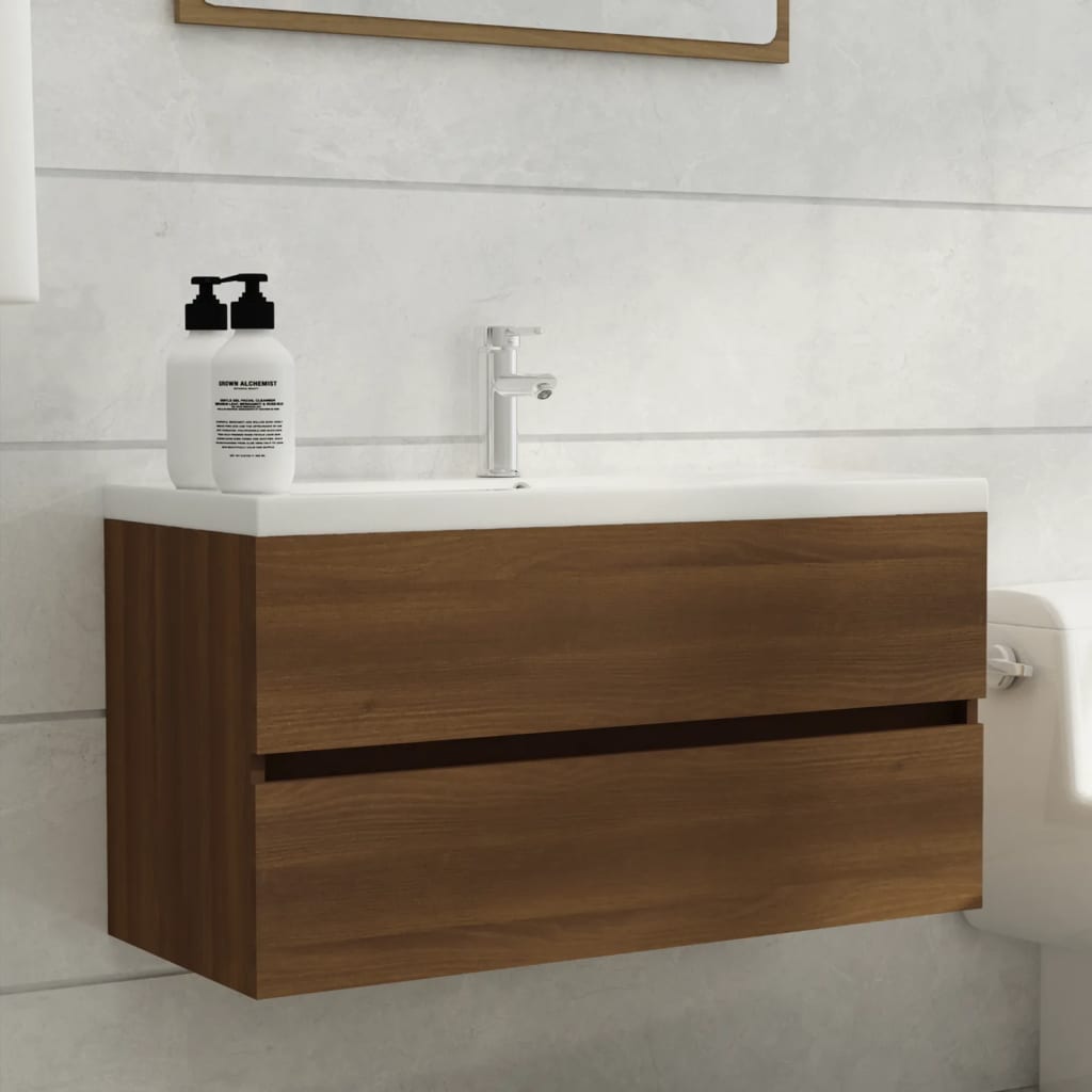 Mueble De Lavabo Madera Ingeniería Envejecida 90X38,5X45 Cm