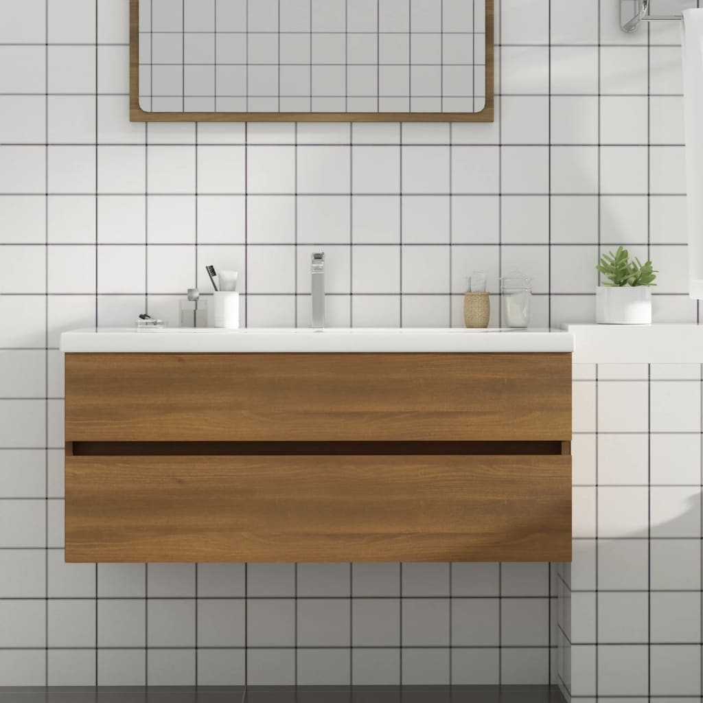 Mueble De Lavabo Madera Ingeniería Envejecida 90X38,5X45 Cm