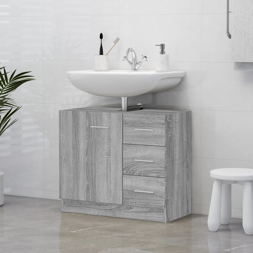 Armario Para Lavabo Madera Ingeniería Envejecida 63X30X54 Cm