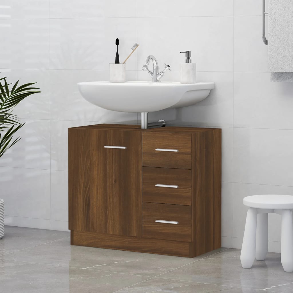 Armario Para Lavabo Madera Ingeniería Envejecida 63X30X54 Cm