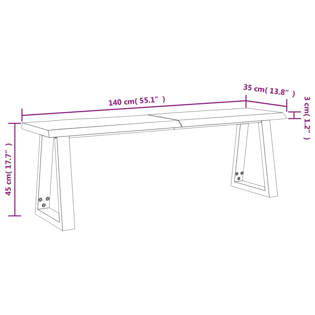 Juego De Comedor Con Borde Vivo 3 Piezas Madera Maciza Acacia