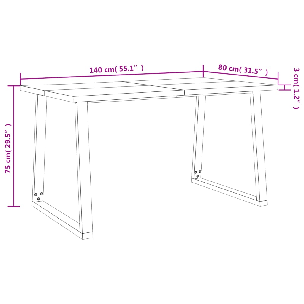 Juego De Comedor Con Borde Vivo 3 Piezas Madera Maciza Acacia