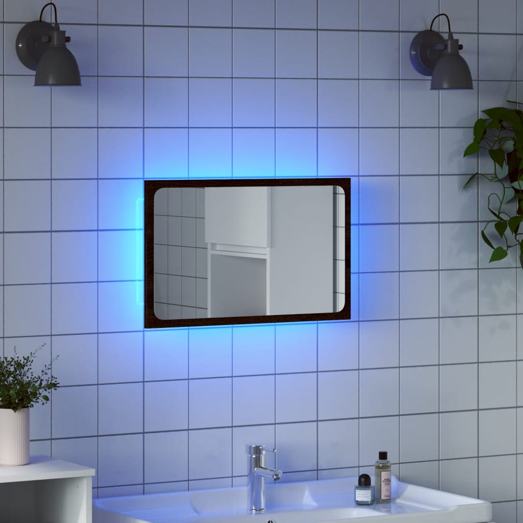 Espejo De Baño Led Madera Ingeniería 60X8,5X38 Cm