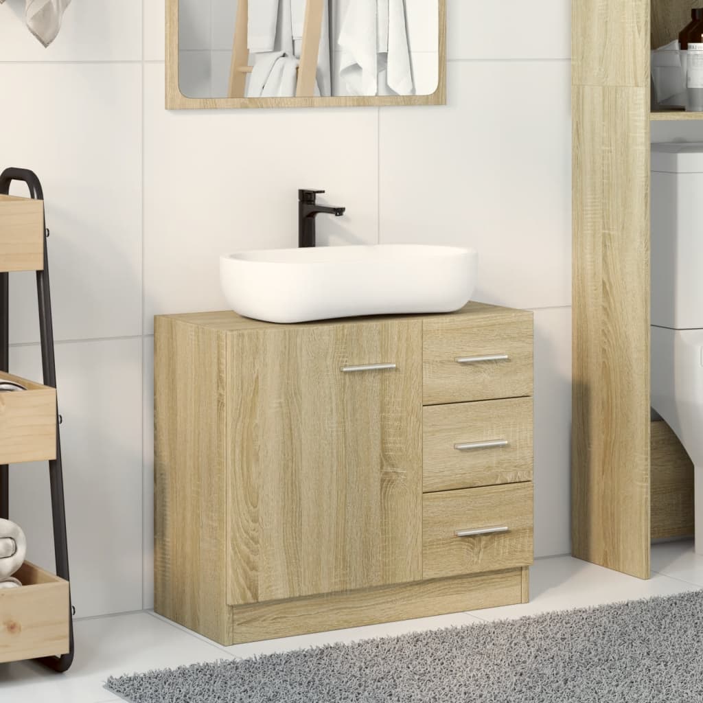 Armario Para Lavabo Madera Ingeniería Envejecida 63X30X54 Cm