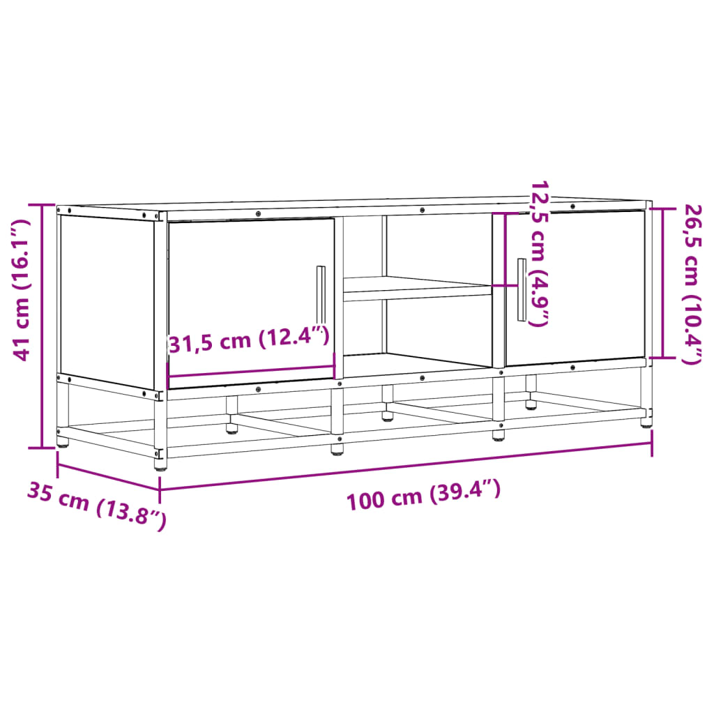 Mueble Tv Metal Y Madera Ingeniería