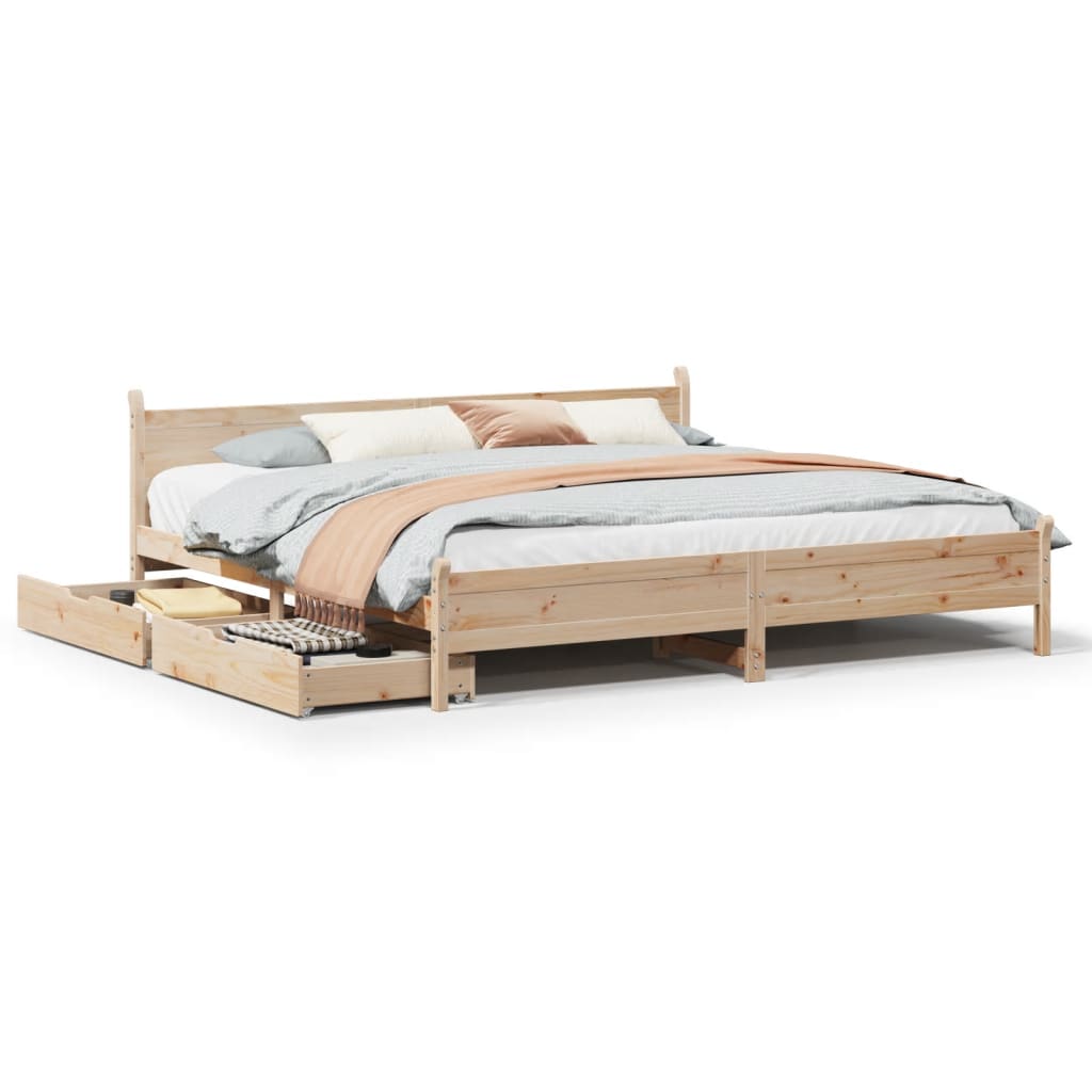 Estructura De Cama Sin Colchón Madera Maciza De Pino