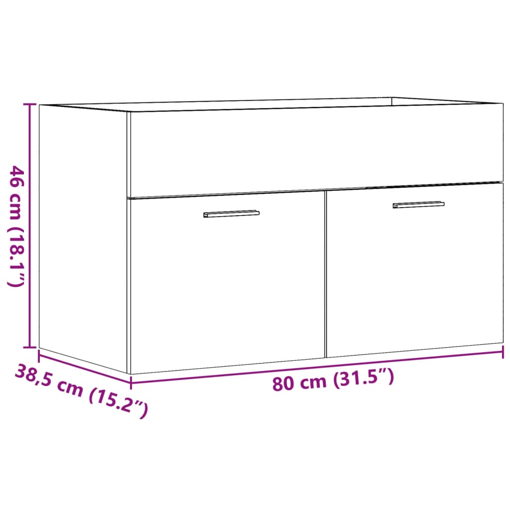 Armario Para Lavabo Contrachapada Color Roble 80X38,5X46 Cm