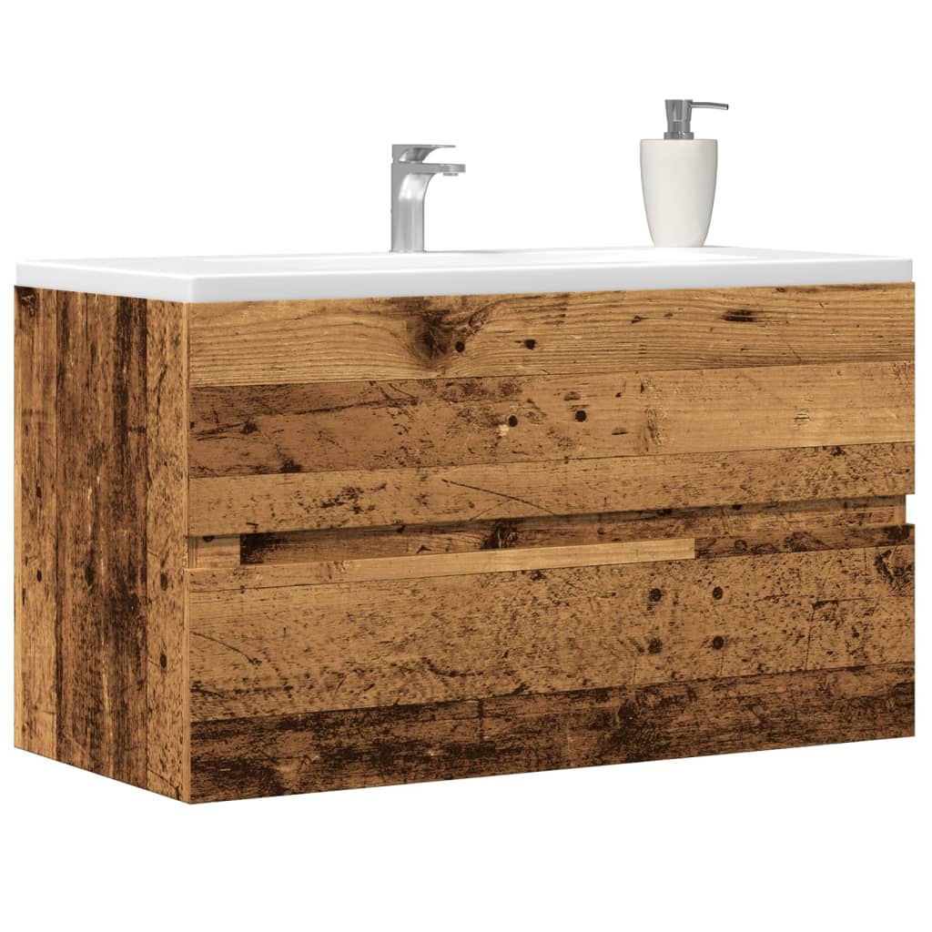 Mueble De Lavabo Madera Ingeniería Envejecida 90X38,5X45 Cm