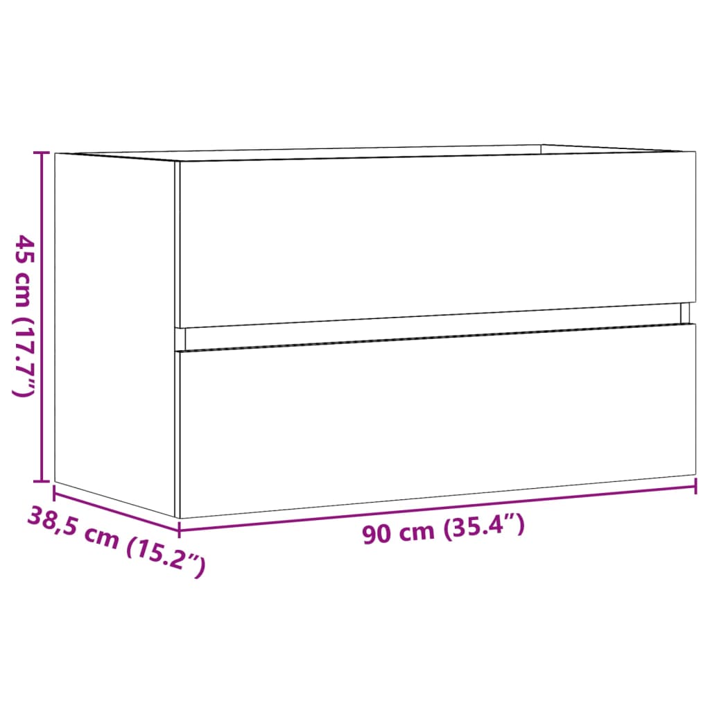 Mueble De Lavabo Madera Ingeniería Envejecida 90X38,5X45 Cm