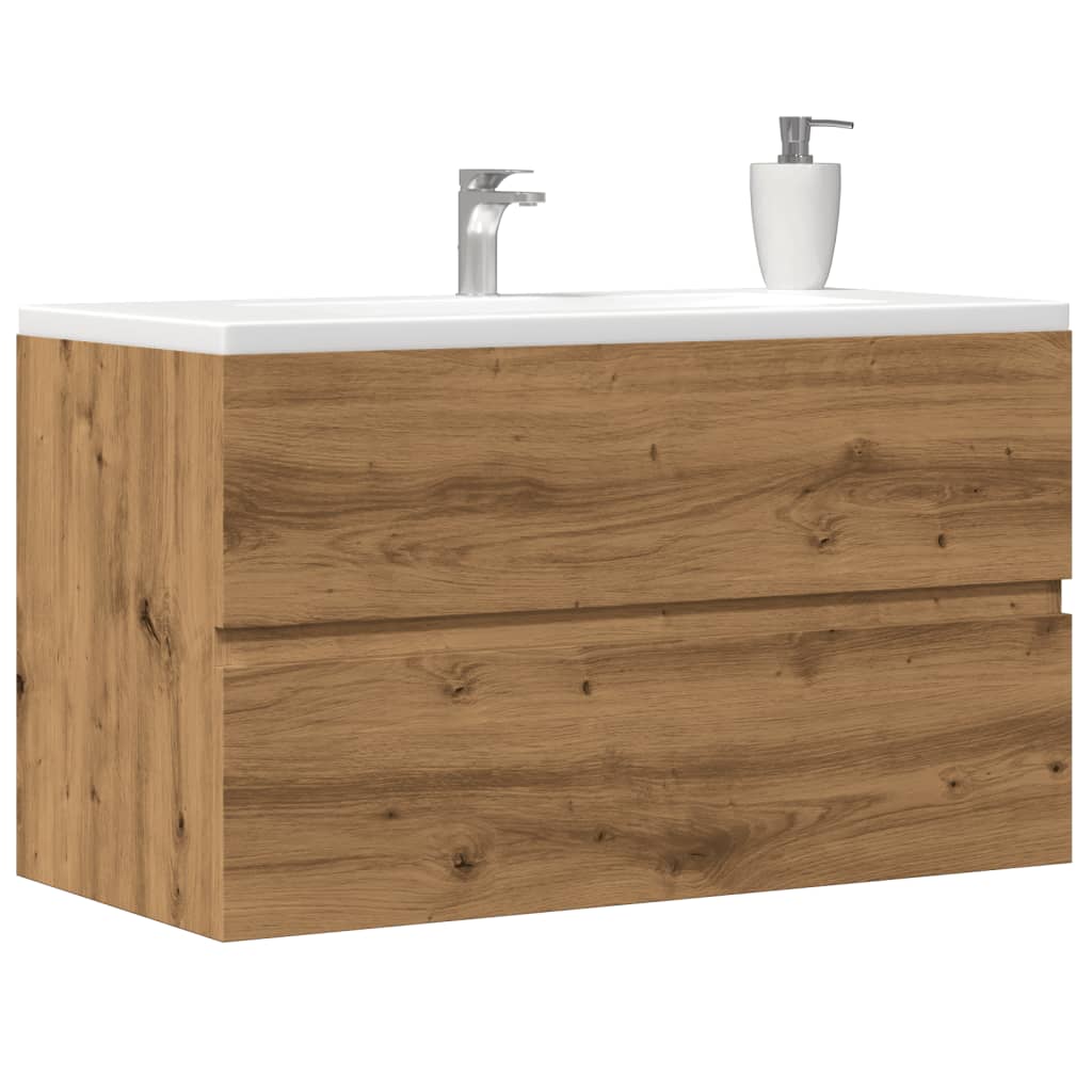 Mueble De Lavabo Madera Ingeniería Envejecida 90X38,5X45 Cm