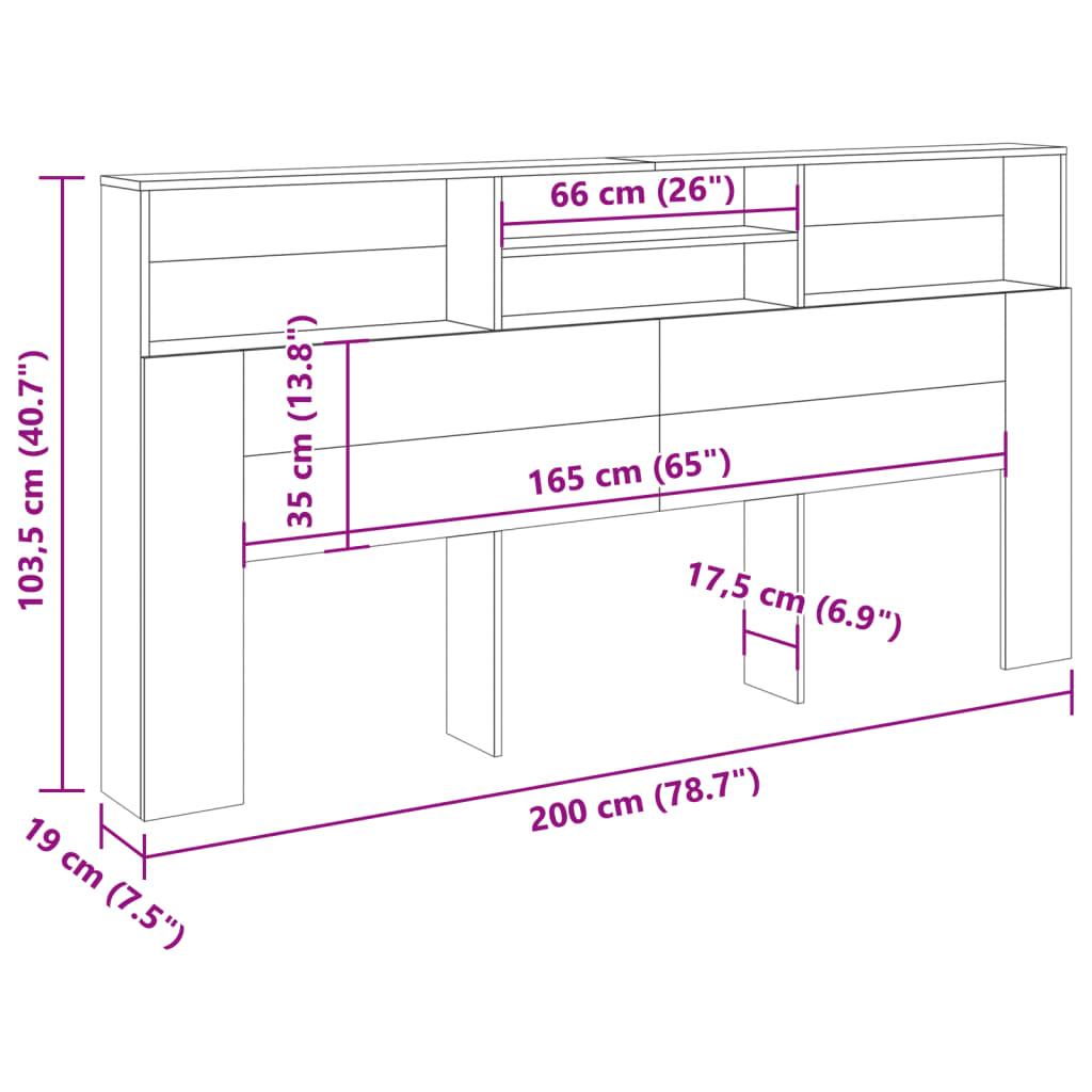 Cabecero Armario Madera Roble Artisian 200X19X103,5 Cm