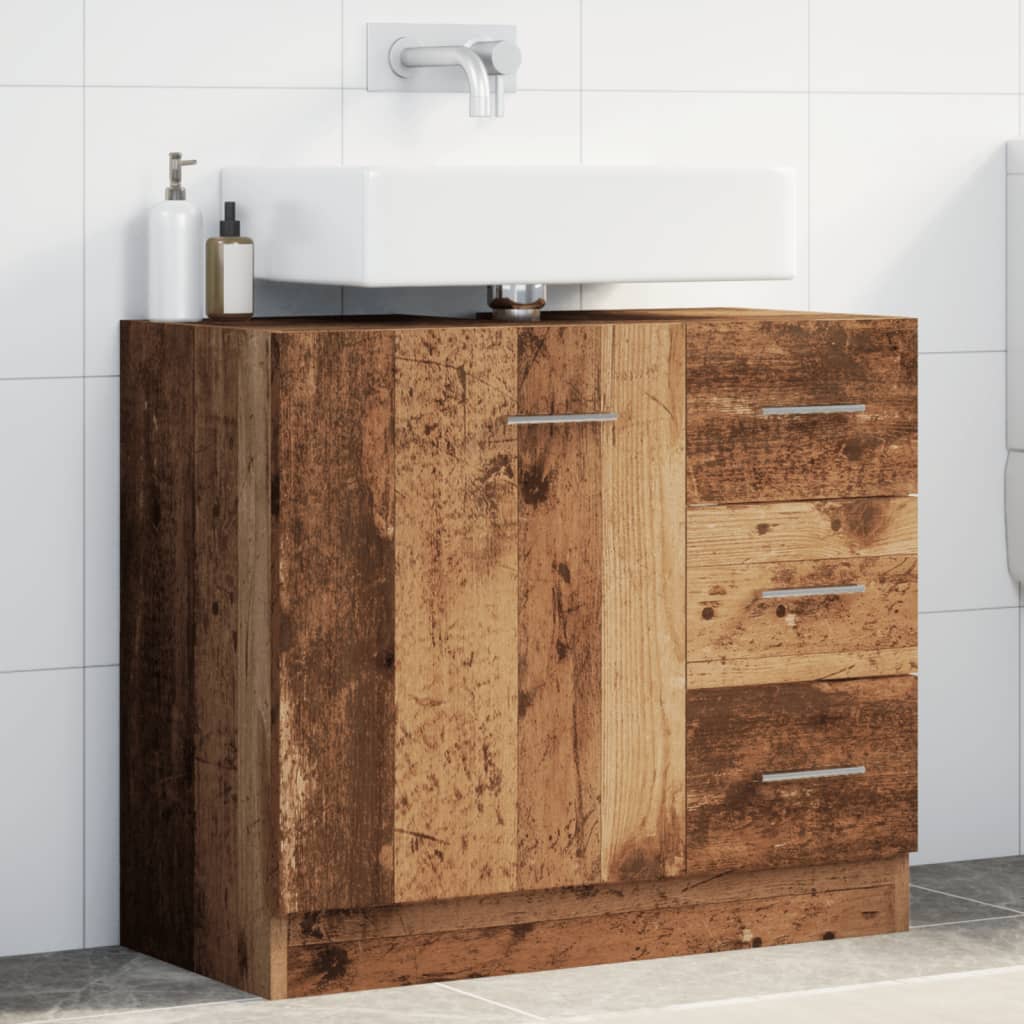 Armario Para Lavabo Madera Ingeniería Envejecida 63X30X54 Cm