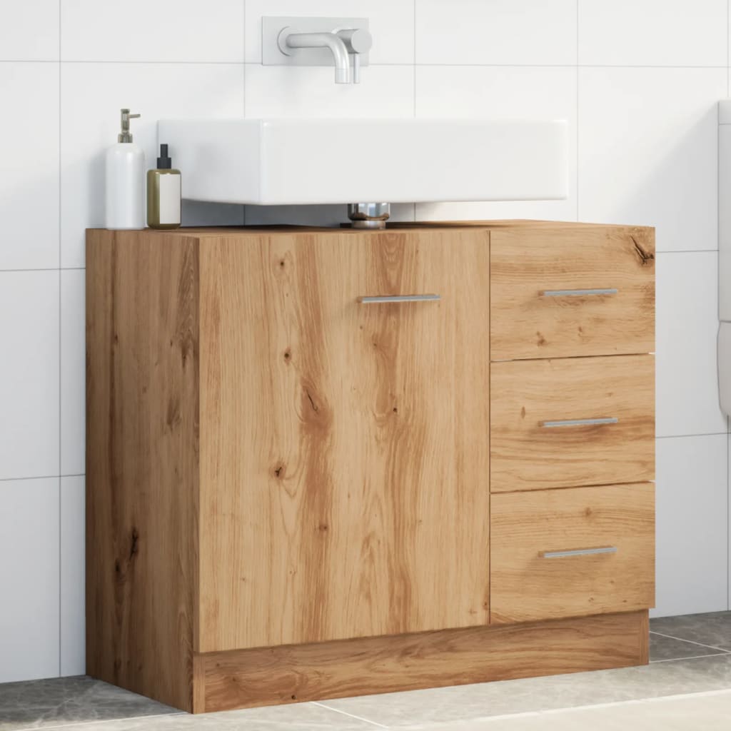 Armario Para Lavabo Madera Ingeniería Envejecida 63X30X54 Cm