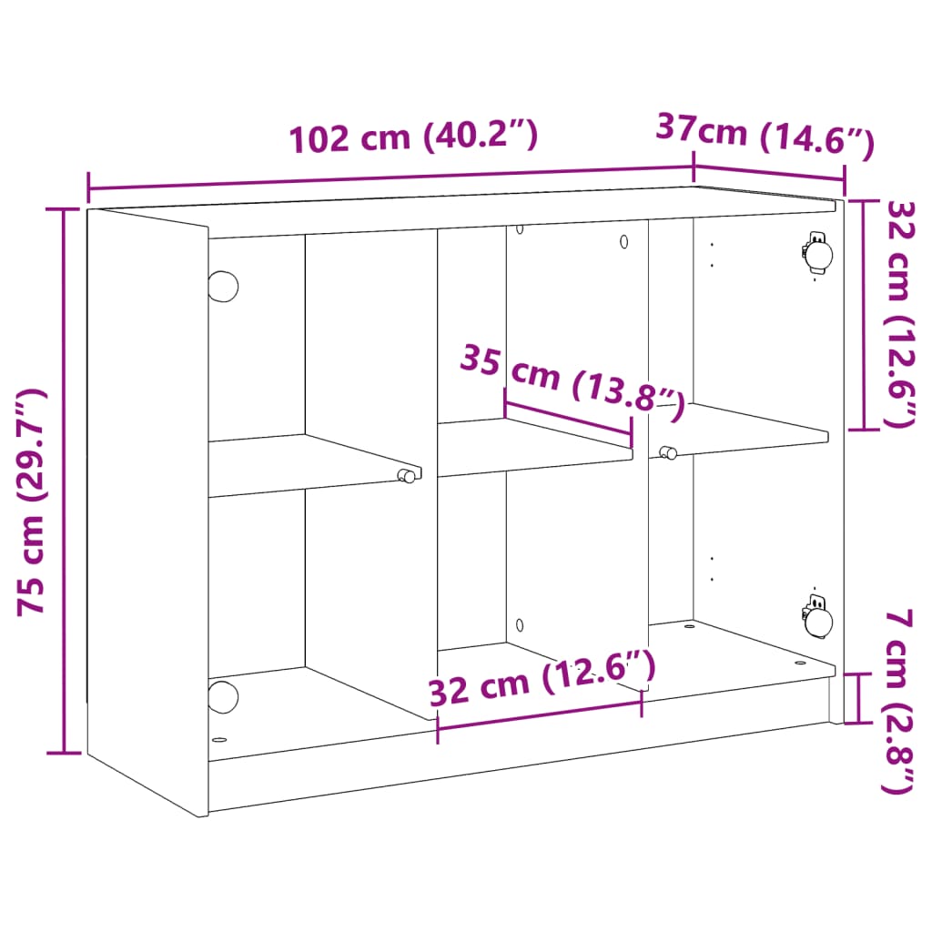 Aparador Madera De Ingeniería Roble Artiasian 102X37X75,5 Cm