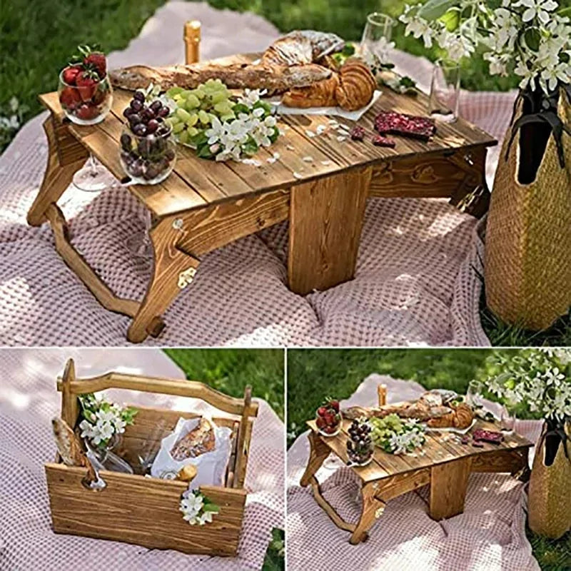 Cesta / mesa de picnic de madera